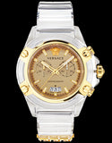 Versace Icon Active Chronograph Gold Dial White Silicone Strap Watch for Men - VEZ700121