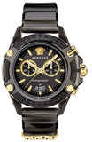 Versace Icon Active Chronograph Black Dial Black Steel Strap Watch for Men - VEZ700421