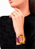 Versace Icon Active Chronograph Quartz Gold Dial Red Leather Strap Watch For Men - VEZ701222