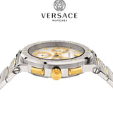 Versace Greca Chronograph White Dial Two Tone Steel Strap Watch For Men - VEZ900321