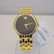 Movado Veturi Quartz Black Dial Gold Steel Strap Watch for Men - 0606934