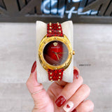 Versace Shadov Quartz Red Dial Red Leather Strap Watch for Women - VEBM00918