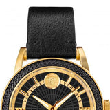 Versace Code Quartz Black Dial Black Leather Strap Watch For Men - VEPO00320