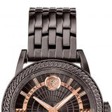 Versace Viamond Quartz Black Dial Grey Steel Strap Watch For Men - VEPO00520