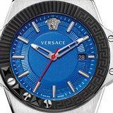 Versace Chain Reaction Quartz Blue Dial Blue & Black Leather Strap Watch for Men - VEDY00119