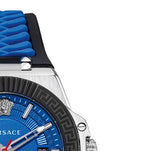 Versace Chain Reaction Quartz Blue Dial Blue & Black Leather Strap Watch for Men - VEDY00119