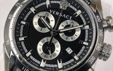 Versace V Ray Chronograph Quartz Black Dial Black Leather Strap Watch For Men - VE2I00121