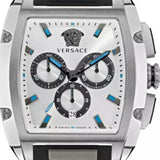 Versace Dominus Chronograph Silver Dial Black Rubber Strap Watch For Men - VE6H00123