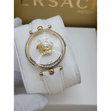 Versace Palazzo Empire White Dial White Leather Strap Watch for Women - VCO040017