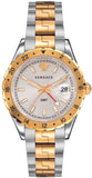 Versace Hellenyium GMT Silver Dial Two Tone Steel Strap Watch for Men - V11030015