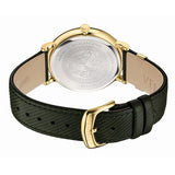 Versace V-Circle Manifesto Gold Dial Black Leather Strap Watch for Men - VBQ030017