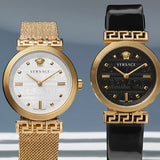 Versace Meander Greca White Dial Gold Mesh Bracelet Watch for Women - VELW00820