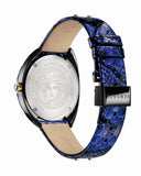 Versace Shadov Quartz Black Dial Blue Leather Strap Watch for Men - VEBM00418