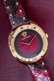 Versace Shadov Quartz Red Dial Red Leather Strap Watch for Women - VEBM00918