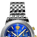 Versace Sport Tech Chronograph Blue Dial Silver Steel Strap Watch for Men - VELT00219