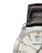 Versace Univers White Dial Brown Leather Strap Watch for Men - VEBK00118