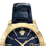 Versace Univers Navy Blue Dial Navy Blue Leather Strap Watch for Men - VEBK00318