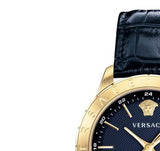 Versace Univers Navy Blue Dial Navy Blue Leather Strap Watch for Men - VEBK00318