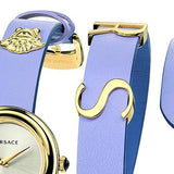 Versace V-Flare Silver Dial Purple Leather Strap Watch for Women - VEBN00318