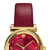 Versace V-Motif Red Dial Red Leather Strap Watch for Women - VERE00418