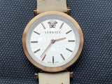 Versace V-Twist White Dial White Leather Strap Watch for Women - VELS00419