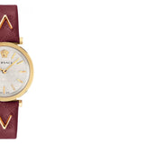 Versace V-Twist Silver Dial Red Leather Strap Watch for for Women - VELS00519