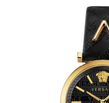 Versace V-Twist Black Dial Black Leather Strap Watch for Women - VELS00619