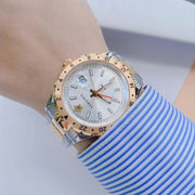 Versace Hellenyium GMT Silver Dial Two Tone Steel Strap Watch for Men - V11030015