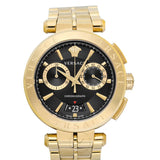 Versace Aion Chronograph Black Dial Gold Steel Strap Watch For Men - VE1D01721