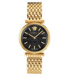 Versace V-Twist Black Dial Gold Mesh Bracelet Watch for Women - VELS00819