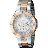 Guess Vista Analog Diamonds Silver Dial Two Tone Steel Strap Watch for Women - W0024L1