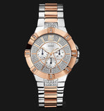 Guess Vista Analog Diamonds Silver Dial Two Tone Steel Strap Watch for Women - W0024L1