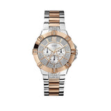 Guess Vista Analog Diamonds Silver Dial Two Tone Steel Strap Watch for Women - W0024L1