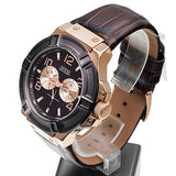 Guess Rigor Analog Brown Dial Brown Leather Strap Watch For Men - W0040G3