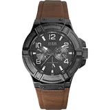 Guess Rigor Analog Quartz Black Dial Brown Leather Strap Watch For Men - W0040G2