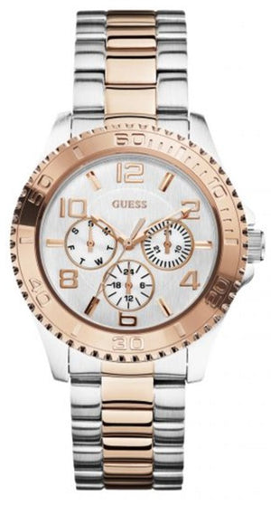 Guess BFF Multifunction Silver Dial Two Tone Steel Strap Watch for Women - W0231L5