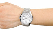Guess Sunrise Multifunction Quartz White Dial Silver Steel Strap Watch For Women - W0330L3