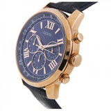 Guess Horizon Chronograph Blue Dial Blue Leather Strap Watch For Men - W0380G5