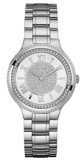 Guess Madison Diamonds Silver Dial Silver Steel Strap Watch for Women - W0637L1