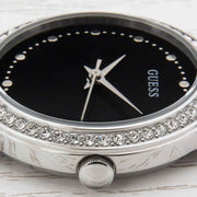 Guess Chelsea Crystals Black Dial Silver Mesh Bracelet Watch For Women  - W0647L5