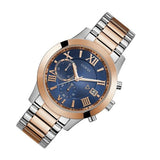 Guess Atlas Chronograph Blue Dial Two Tone Steel Strap Watch for Men - W0668G6