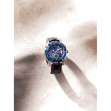 Guess Pinnacle Chronograph Quartz Blue Dial Black Leather Strap Watch For Men - W0673G4