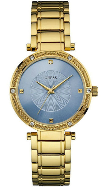 Guess Women\'s Gold Watch with Blue Dial Amazon.com: GUESS Rose Gold-Tone + Iconic Blue Stain  main image 4