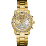 Guess Confetti Diamonds Silver Dial Gold Steel Strap Watch for Women - W0774L5