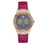 Guess Limelight Quartz Multicolor Dial Red Leather Strap Watch For Women - W0775L4