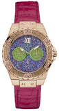 Guess Limelight Quartz Multicolor Dial Red Leather Strap Watch For Women - W0775L4