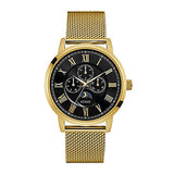 Guess Delancy Black Dial Gold Mesh Bracelet Watch for Men - W0871G2