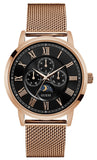 Guess Delancy Black Dial Rose Gold Mesh Bracelet Watch for Men - W0871G5