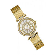 Guess Muse Crystals White Dial Rose Gold Steel Strap Watch For Women - W1008L2
