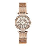 Guess Muse Quartz Silver Dial Rose Gold Steel Strap Watch For Women - W1008L3